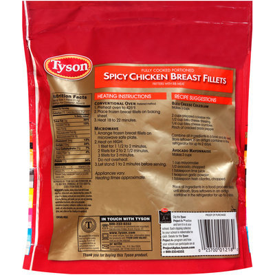 Tyson® Fully Cooked Portion Spicy Chicken Breast Fillets 25 oz. Bag