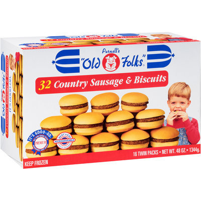 Purnell's Old Folks® 16 Twin Packs Country Sausage & Biscuits 32 ct Box