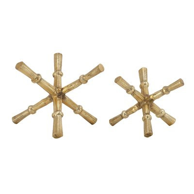 Benzara Alum Orbs Gld S/2 8