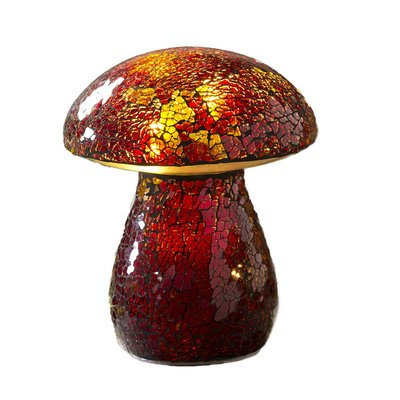 Plow & Hearth Glass Mosaic Mushroom Lawn Ornament, Red