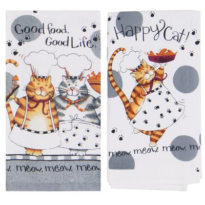 Red Barrel Studio 2 Piece Happy Cat Hand Towel Set