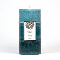 Highland Dunes Ocean Mist Scented Pillar Candle Color: Blue, Size: 3
