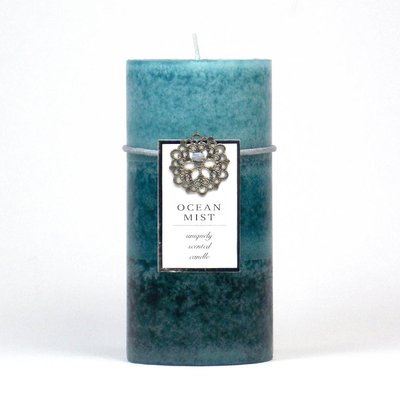 Highland Dunes Ocean Mist Scented Pillar Candle Color: Blue, Size: 3