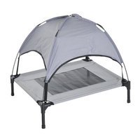 Pawhut 30' Elevated Cooling Dog Bed Cot w/ Canopy Shade - Gray