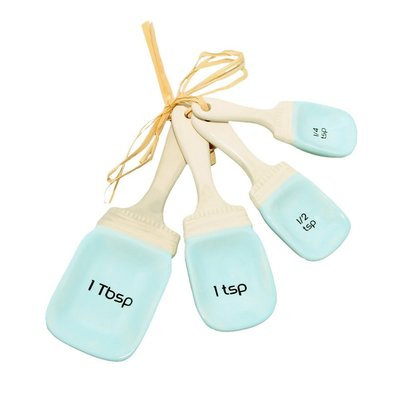 Zallzo Eramic Mason Jar Shaped 4 Piece Measuring Spoon Set Color: Blue