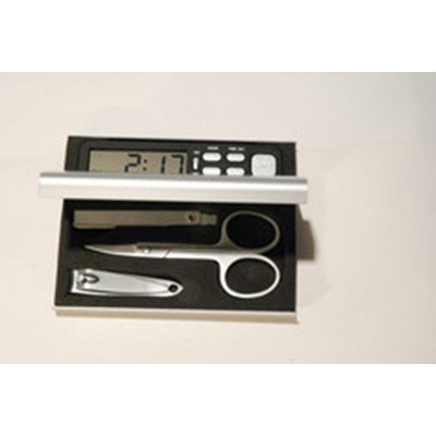 Leeber Limited Elegance Manicure Travel Set with Alarm Clock