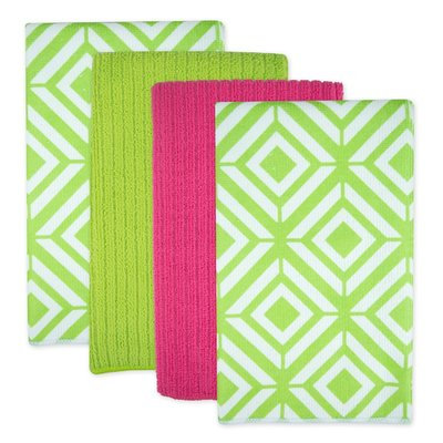 Ivy Bronx Diamond Microfiber 4 Piece Towel Set Color: Green