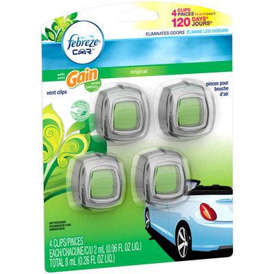 Febreze™ Car™ Original with Gain® Scent Vent Clips Air Freshener 4 ct Carded Pack