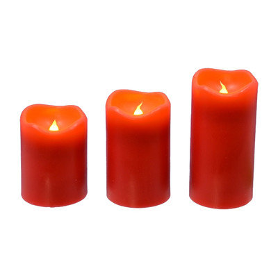 The Holiday Aisle 3 Piece Flameless Candle Set with Remote Color: Red