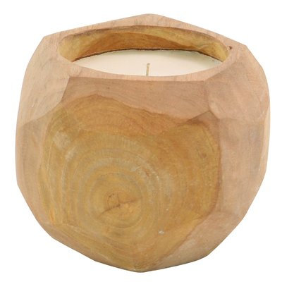 Rosecliff Heights Rustic Coconut-Shaped Teak Wood Jar Candle