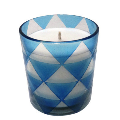 Bidkhome Triangle Glass Designer Candle Color: Blue, Size: Large