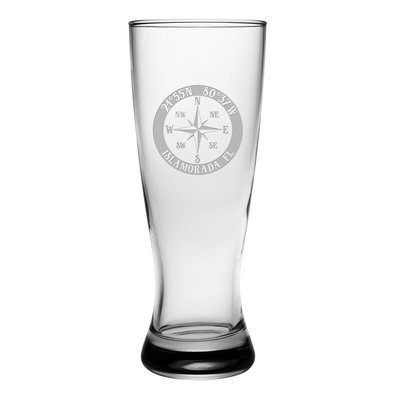 Longshore Tides Galvez Compass Rose Grand Pilsner 20 oz. Glass Pint Glass
