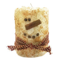 Starhollowcandleco Snowman Primitive Pillar Candle Size: Round Cake Fatty 4