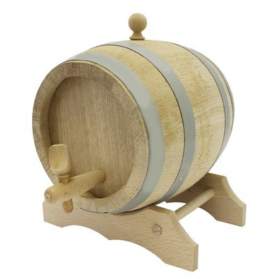 Paderno World Cuisine Oak Barrel Beverage Dispenser with Spigot and Stand Size: 2L