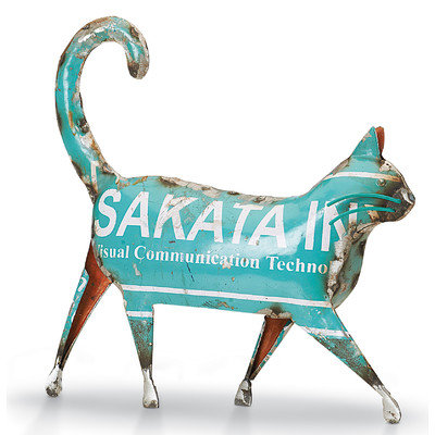 Foreside Home & Garden Recycled Cat Walking Figurine