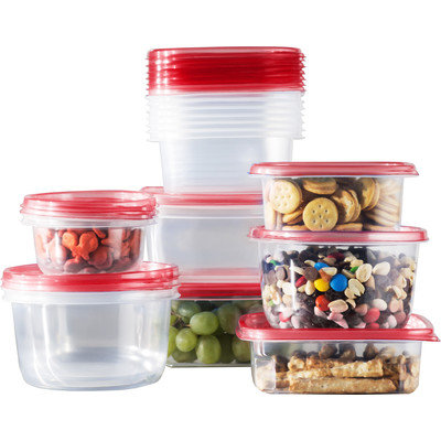 Wayfair Basics 34 Piece Plastic Food Storage Container Set Color: Red