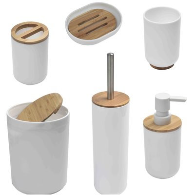 Evideco Padang Bamboo 6 Piece Bathroom Accessory Set