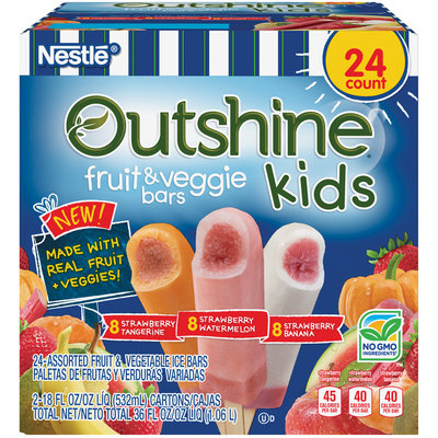 OUTSHINE Kids Fruit & Veggie Variety Pack, Strawberry, 24 ct Box
