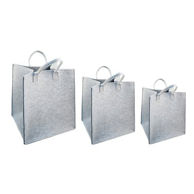 Gracie Oaks 3 Piece Felted Storage Tote Bin Set