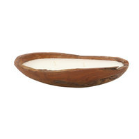 Highland Dunes Rustic Oval Teak Wood Jar Candle