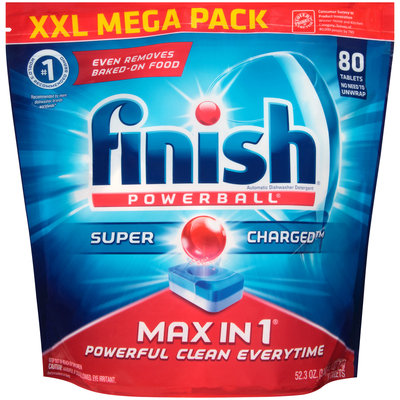 Finish® Powerball® Max in 1® Super Charged™ Automatic Dishwasher Detergent Tablets 80 ct Bag