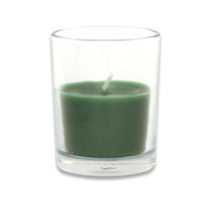 Zest Candle Set of 96 Bulk Hunter Green Round Glass Votive Candles