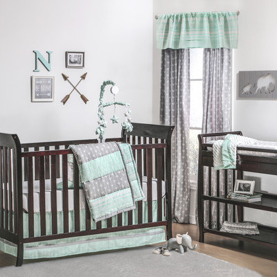 The Peanut Shell® Tribal Arrows 4-Piece Crib Bedding Set in Mint/Grey