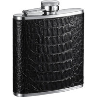 Visol Products Visol Lucas Leather 6-Ounce Hip Flask, Black