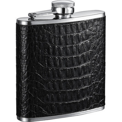 Visol Products Visol Lucas Leather 6-Ounce Hip Flask, Black