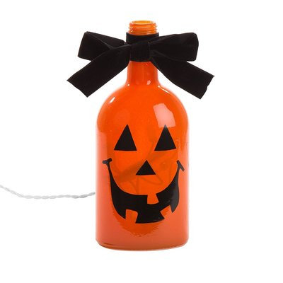 Glitz Home Halloween Frosted Pumpkin Glass Luminary