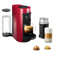 Delonghi Nespresso Vertuo Plus Coffee and Espresso Single-Serve Machine with Aeroccino Milk Frother Finish: Red