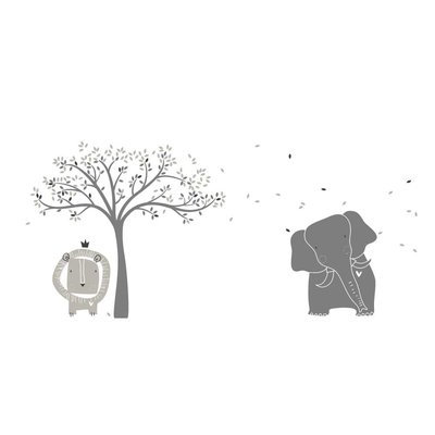 Littlelion Studio Baby Zoo Mural Monochromatic Wall Decal Color: Navy Blue