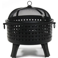 ALEKO Black Steel Fire Pit with Log Grate and Poker 25 Inches Diameter