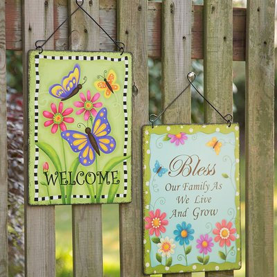 Glitzhome Handcrafted 2 Piece Garden Sign Set