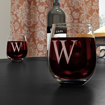 Cathys Concepts Personalized Stemless Red Wine Glasses (Set of 4)