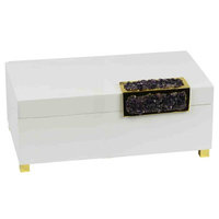 Everly Quinn White Wood and Glass Decorative Box