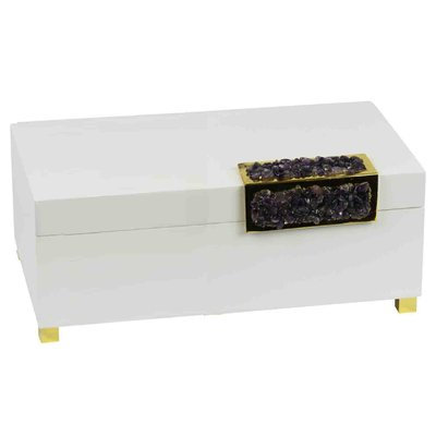 Everly Quinn White Wood and Glass Decorative Box