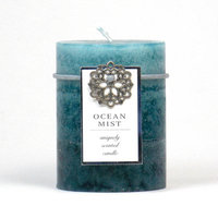 Highland Dunes Ocean Mist Scented Pillar Candle Color: Blue, Size: 3