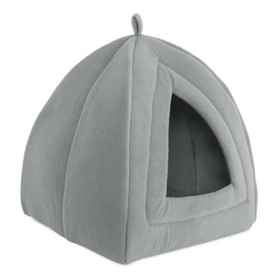 Igloo Cat Bed, Soft Indoor House, Removable Cushion by Petmaker, Gray