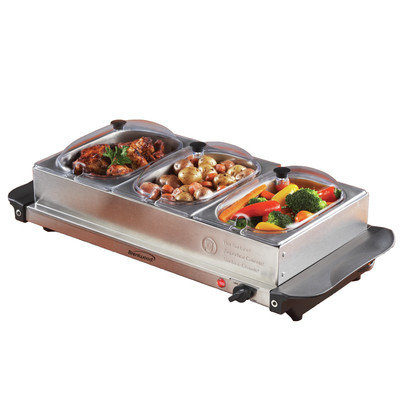 Brentwood Triple Buffet Server with Warming Tray