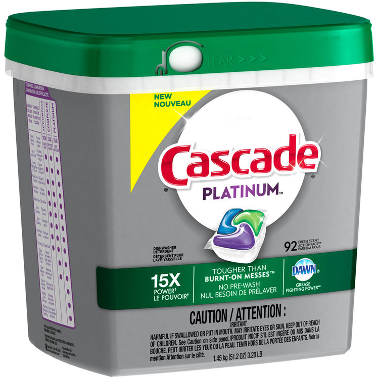 Cascade® Platinum™ Fresh Scent Action Pacs™ Dishwasher Detergent 92 ct