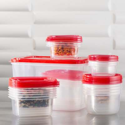 Wayfair Basics 42-Piece Plastic Food Storage Container Set Color: Red