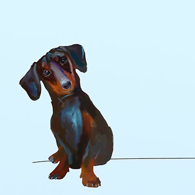 Greenbox Art 'Best Friend - Tippy the Dachshund' by Cathy Walters Print of Painting on Canvas Size: 10