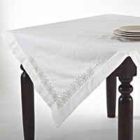 Saro Embroidered Cotton Blend Chain Link Table Topper