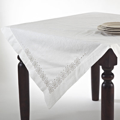 Saro Embroidered Cotton Blend Chain Link Table Topper
