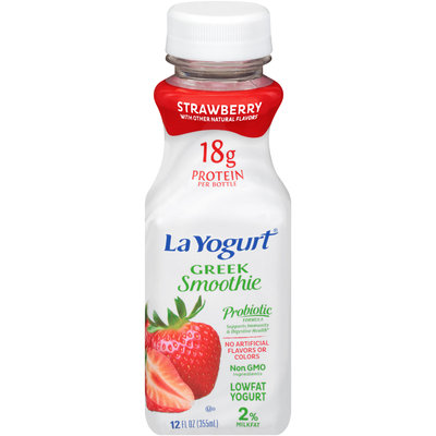 La Yogurt® Probiotic Strawberry Greek Smoothie Lowfat Yogurt 12 fl. oz. Bottle