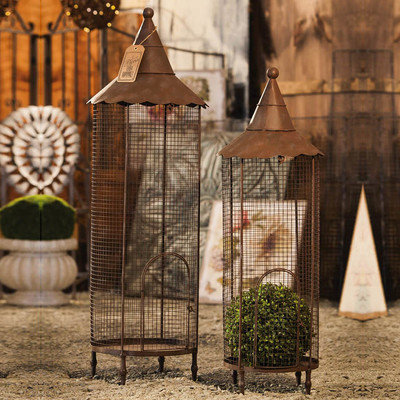 August Grove 2 Piece Iron Nested Decorative Bird Cage Set