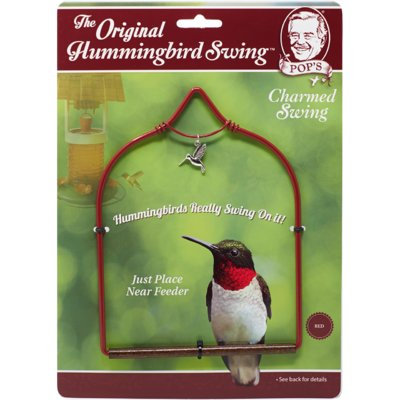 POP'S Charmed Hummingbird Swing, Red, With Dangling Hummingbird Charm
