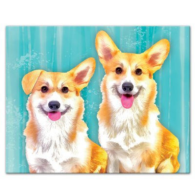 Varick Gallery 'Corgi Dog Pals Black' Graphic Art Print Size: 8
