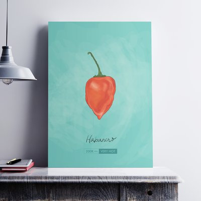Ebern Designs 'Habanero Chili Pepper' Graphic Art Print on Paper Canvas Size: 19